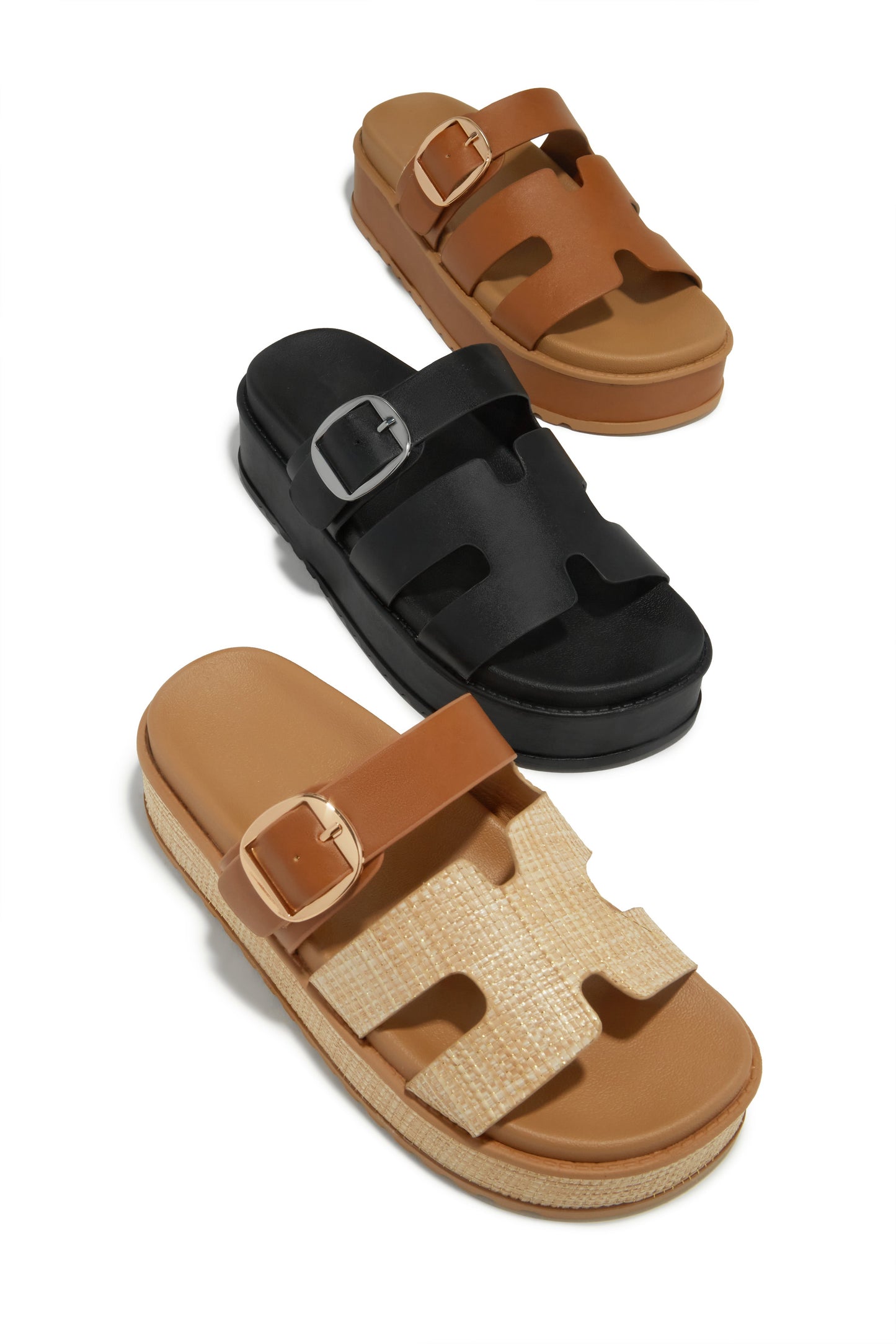 Resort Getaway Slip On Chunky Sandals - Black