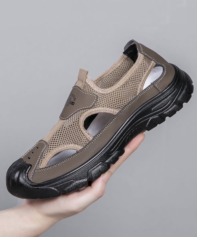 Coffee Breathable Mesh Splicing Men Water Sandals