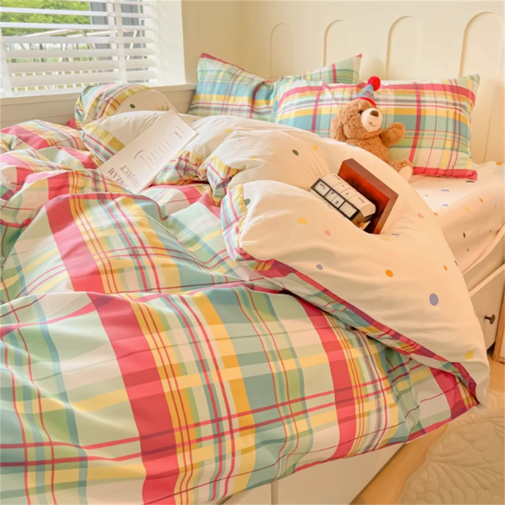 Dopamine Mix And Match Bedding Four-Piece Set Bed Sheet Bed Skirt Quilt Cover Non-Cotton Pure Cotton Dormitory Single Bed Sheet