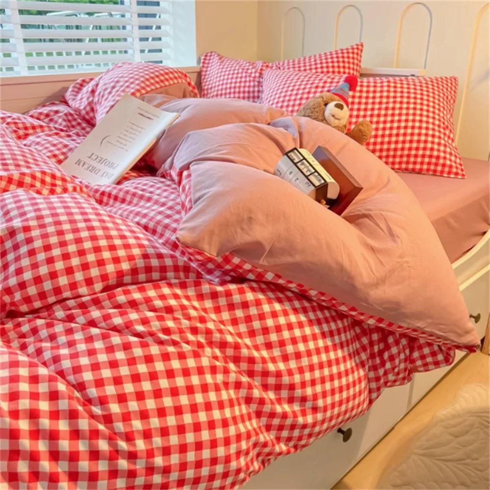 Dopamine Mix And Match Bedding Four-Piece Set Bed Sheet Bed Skirt Quilt Cover Non-Cotton Pure Cotton Dormitory Single Bed Sheet