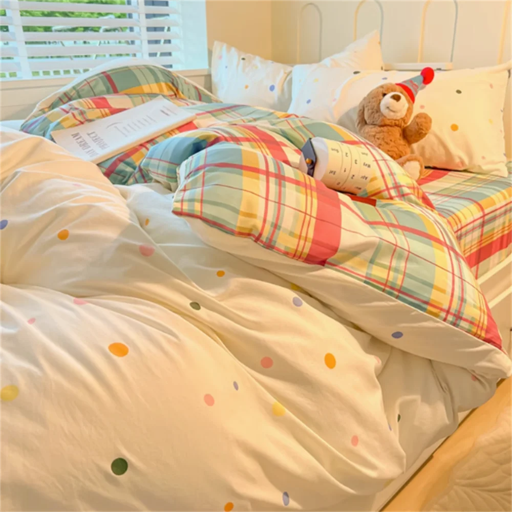 Dopamine Mix And Match Bedding Four-Piece Set Bed Sheet Bed Skirt Quilt Cover Non-Cotton Pure Cotton Dormitory Single Bed Sheet