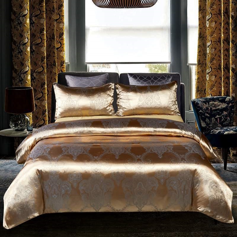 Europe and America Jacquard Luxury Bedding Set Satin Modern Luxury Bedding Sets High End rayon Wedding Duvet Cover Set Queen