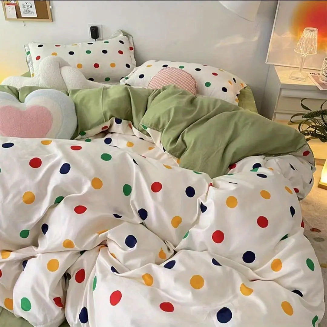 Duvet Cover Set for Boys and Girls, Cute Sweetheart, Flat Sheet, Pillowcase, Floral Bed Linen, Twin Queen Size, Home Bedding Kit