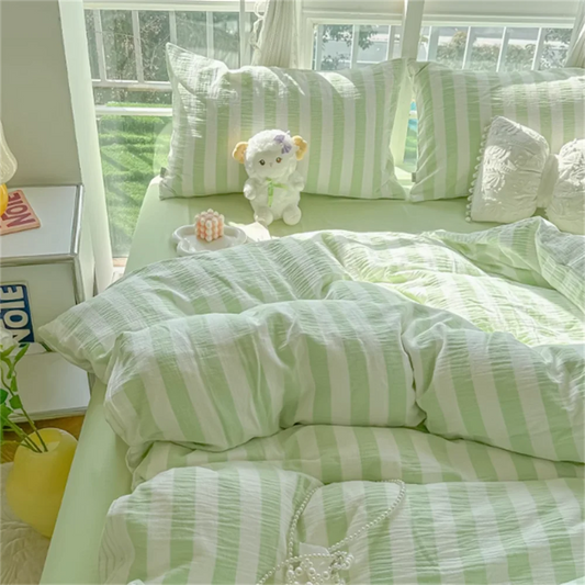 Four Piece Set on Washed Cotton Bed, Non Pure Cotton Bedding, Single Duvet Cover Set, Three Piece Set, Brushed