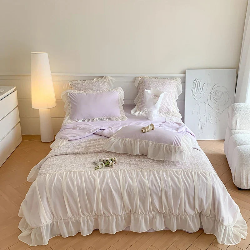 Helena French Style  Summer Quilt Set New Sweetheart Bow Summer Four Piece Set Soft Cool Blanket Duvet Air-Condition Quilt