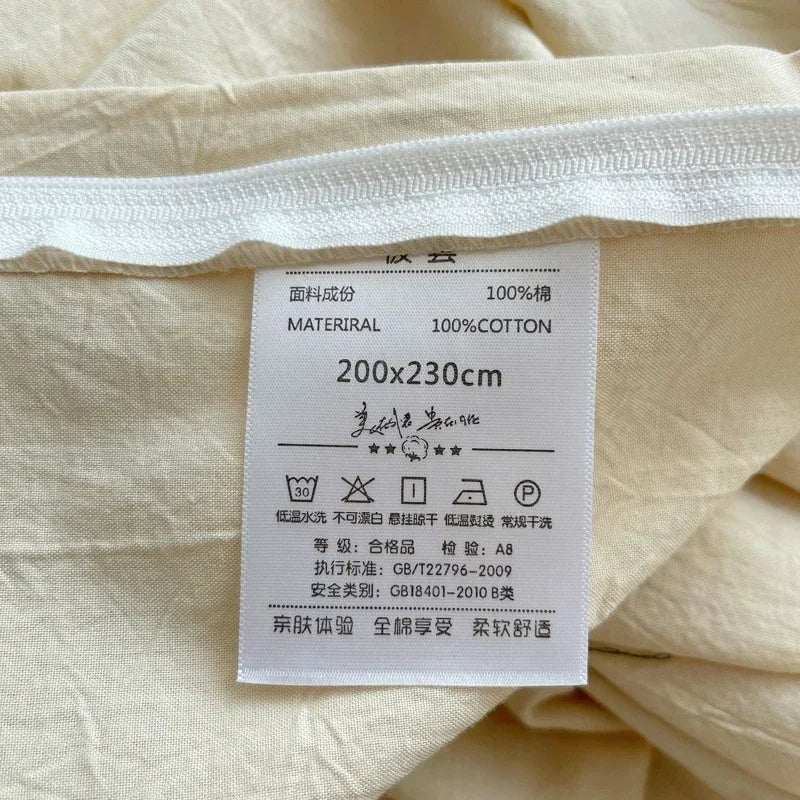 Girls Pleat Cotton Bedding Set Solid Bed Linen King Queen Double Size Duvet Cover Sets