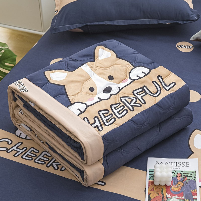 Daisy Print Spring Summer Quilt Queen Mechanical Wash Comfortable Comforter Single Double Blanket Quilts for Children Adults