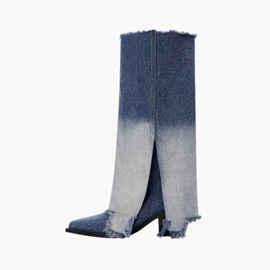 Denim Fray Boots